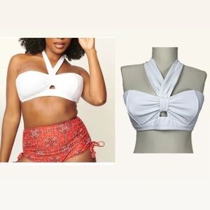 Unique Vintage White Marylin Monroe Pin-up Padded Halter Swim Bikini Top New